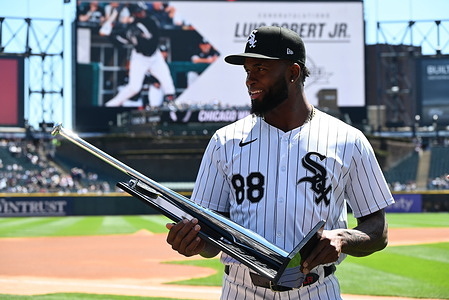 Luis Robert Jr., Cuban-born professional baseball outfielder for the Chicago White Sox of Major League Baseball awarded the Silver Slugger Award at the Cincinnati Reds vs. Chicago White Sox game at Guaranteed Rate Field in Chicago. After defecting from Cuba in 2016, Luis Robert Jr. signed with the Chicago White Sox in 2017. Luis Robert Jr. made his MLB debut in 2020 and during that year, he won the Gold Glove Award, he was also named an All-Star in 2023.