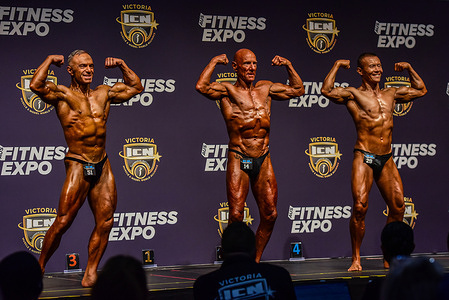 Fifty-plus category male bodybuilders are seen in action during the 2024 Australasian iCompete Natural (ICN) Championships, held at the Melbourne Convention and Exhibition Centre. The Australasian iCompete Natural (ICN) Championships stand as a premier bodybuilding event in the world of natural bodybuilding and physique contests. This league is dedicated to competitive bodybuilders who adhere to the guidelines of being free from substances banned by the World Anti-Doping Agency. The 2024 Australasian ICN Championships took place at the Melbourne Convention and Exhibition Centre on April 13, 2024, as part of the Australian Fitness Expo.