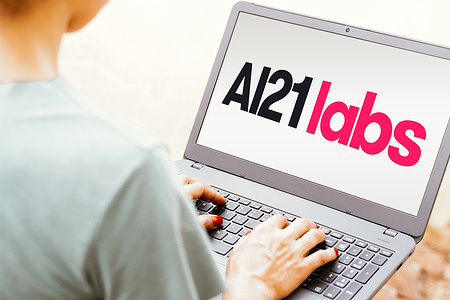 In this photo illustration, the AI21 Labs logo is seen displayed on a laptop screen.