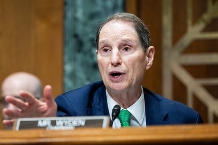 U.S. Senator Ron Wyden (D-OR) speaks at a hearing of the Senate Finance Committee at the U.S. Capitol.