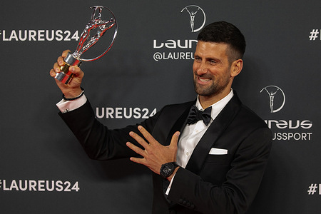 Novak Djokovic attends the Winners Walk during the Laureus World Sports Awards at Galería De Cristal in Madrid. Tonight the Cibeles Palace in Madrid hosted the 25th edition of the Laureus Awards, the most prestigious in the world of sports.