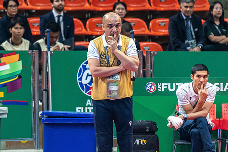 Pairav Vakhidov head coach of Tajikistan reacts during the AFC Futsal Asian Cup 2024 quarter final match between Tajikistan and Afghanistan at the Indoor Stadium Huamark in Bangkok. Final score; Tajikistan won over Afghanistan in extra time 2:1
Tajikistan futsal nation team qualified for the first time for the FIFA Futsal World Cup 2024 at Uzbekistan after winning over Afghanistan.
