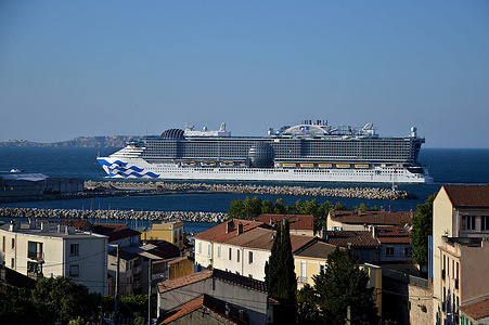 The passenger cruise ship Sun Princess arrives at the French Mediterranean port of Marseille.