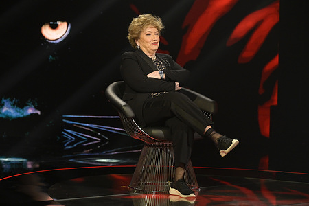 Mara Maionchi attends the fifth episode of Rai tv program "Belve" at Fabrizio Frizzi studios.