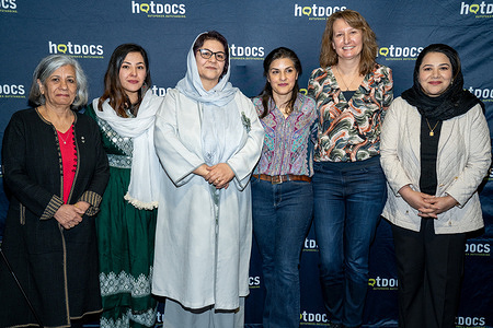 Senator Ratna Omidvar, Nilofar Moradi, Homaira Ayubi, Aeyliya Husain, Nadine Pequeneza and Nargis Nehan attend "An Unfinished Journey" Hot Docs Film Festival premiere. Forced to flee their country after the Taliban take-over in 2021 four Afghan women leaders struggle to keep the world's attention on the unfolding crisis in Afghanistan while coming to terms with what it means to have their power usurped and two decades of progress dismantled.