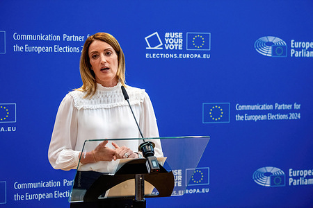 European Parliament President Roberta Metsola speaks to the public and private partners as part of signing the Partnership Agreements between the European Parliament and Public and Private Partners ahead of the European elections. Inaugurating a public-private initiative aimed at enhancing engagement in the upcoming 2024 European Elections, Roberta Metsola, President of the European Parliament, and Jaume Duch Guillot, Director General for Communication, delivered speeches to an audience comprising approximately 80 business and community leaders. Their addresses emphasized the pivotal role of individual voting rights and civic involvement in molding the democratic framework. Against the backdrop of European solidarity, the event highlighted cooperative endeavors to foster electoral engagement and fortify democratic principles throughout the European Union.