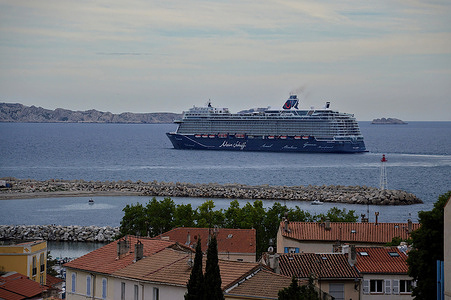 The liner Mein Schiff 1 cruise ship leaves the French Mediterranean port of Marseille.
