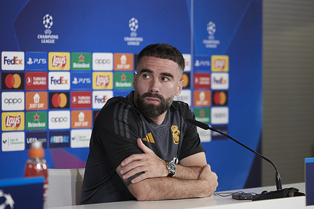 Daniel Carvajal of Real Madrid CF seen during a press conference on the eve of the 2023/2024 UEFA Champions League semi-final second leg football match between Real Madrid CF and FC Bayern Munchen at Real Madrid CF training ground.