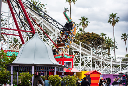 Visitors enjoying the Twin Dragon ride at Luna Park.
Melbourne's iconic outdoor entertainment venue Luna Park, opened its doors to the visitors for the first time since COVID19 shutdown.