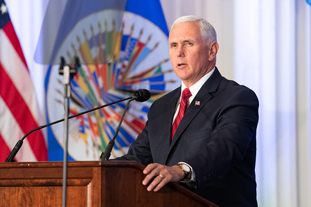 U.S. Vice President Mike Pence at the Organization of American States in Washington, DC.