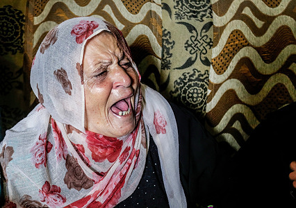 The mother is seen mourning during the funeral of Palestinian Muhammad Abu Ammar, who was shot dead by Israeli soldiers at the border fence between Israel and Gaza, according to the Ministry of Health.