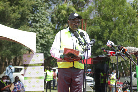 Kenya Independent Electoral and Boundaries Commission (IEBC) chairman, Wafula Chebukati gives a speech during the official launch of a National mass registration exercise in Nakuru.
The Kenya National mass voter registration exercise kicked-off today in Nakuru City. The Independent Electoral and Boundaries Commission targets to register 4.5 million new voters.