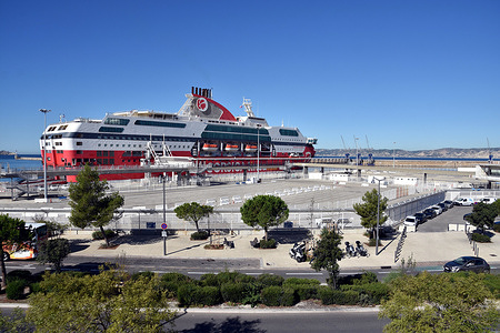 A view of the ferry Danielle Casanova docked at the port of Marseille.