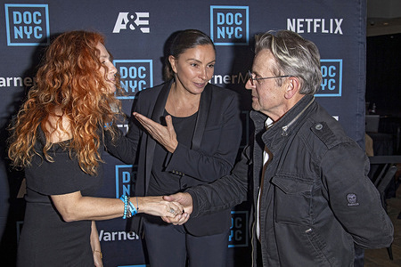 Director Vera Krichevskaya, Natalya (Natasha) Sindeyeva and Dancer Mikhail Baryshnikov attend the U.S. Premiere of "F@ck This Job" during the 2021 DOC NYC Festival at Cinépolis Chelsea in New York City.