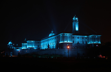 North Block illuminated with blue light under the GoBlue campaign on the eve of World Children’s Day theme 2021 “A Better Future for Every Child” in New Delhi.
The monument lit up in blue in solidarity for child rights and the impact of Covid-19 and climate change on their lives, the UNICEF said. 
World Children Day was first established in 1945 as Universal Children’s Day and celebrated on 20th November each year to promote international togetherness, awareness among children worldwide, and improving children’s welfare.