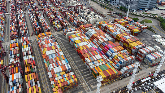 (EDITOR'S NOTE: Image taken with a drone)
Aerial view of shipping containers piled on top of one another.
The Kwai Tsing Container Terminals in Hong Kong is the eighth-busiest container port in the world since 2019. It is the home of nine container terminals that are financed and owned by five private operators.
