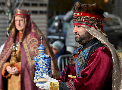 Men portray the Wise men during a live nativity in Public Square.
The Moving River Ministries held a Live Nativity in Public Square to kick of the Christmas Holiday Season.