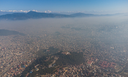 (Editors note image taken by a drone)
Aerial view of Thick toxic smog air pollution over the Kathmandu valley.
Due to air pollution, a majority of people in and around Kathmandu valley have experienced eye irritation and difficulty in breathing.