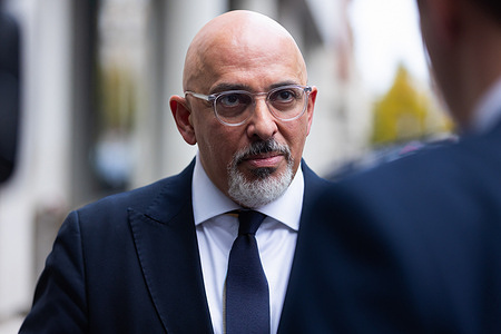 British politician Nadhim Zahawi, Secretary of State for Education, is seen at the BBC Broadcasting House after appearing on the Andrew Marr Show.