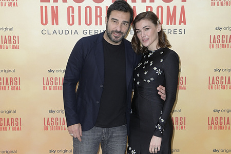 Edoardo Leo and Marta Nieto attend the photocall of the movie Lasciarsi un giorno a Roma at Le Meridien Visconti Hotel.