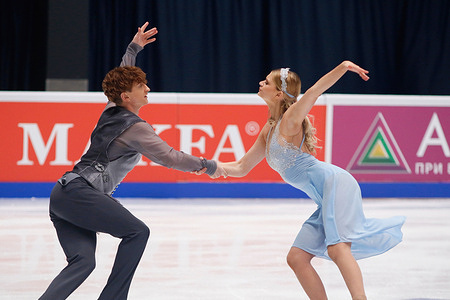 Anastasia Skoptsova (R), and Kirill Aleshin (L) of Russia compete during the Ice Dance, Free Dance on day two of the Rostelecom Russian Nationals 2022 of Figure Skating at the Yubileyny Sports Palace in Saint Petersburg.
Final score: 110.36