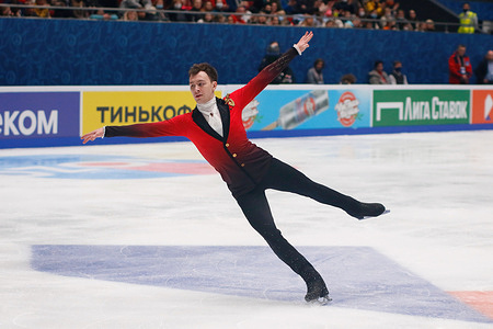 Dmitri Aliev of Russia competes during the Men's Free Skating on day two of the Rostelecom Russian Nationals 2022 of Figure Skating at the Yubileyny Sports Palace in Saint Petersburg.Final score: 251.4